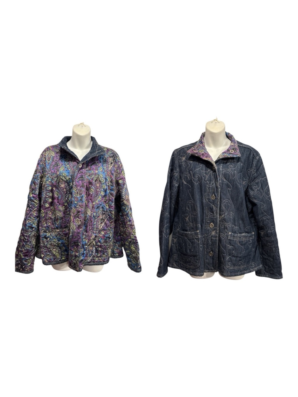Chico's Reversible Quilted Jacket – Purple Paisley / Denim size XL or Chico’s 3